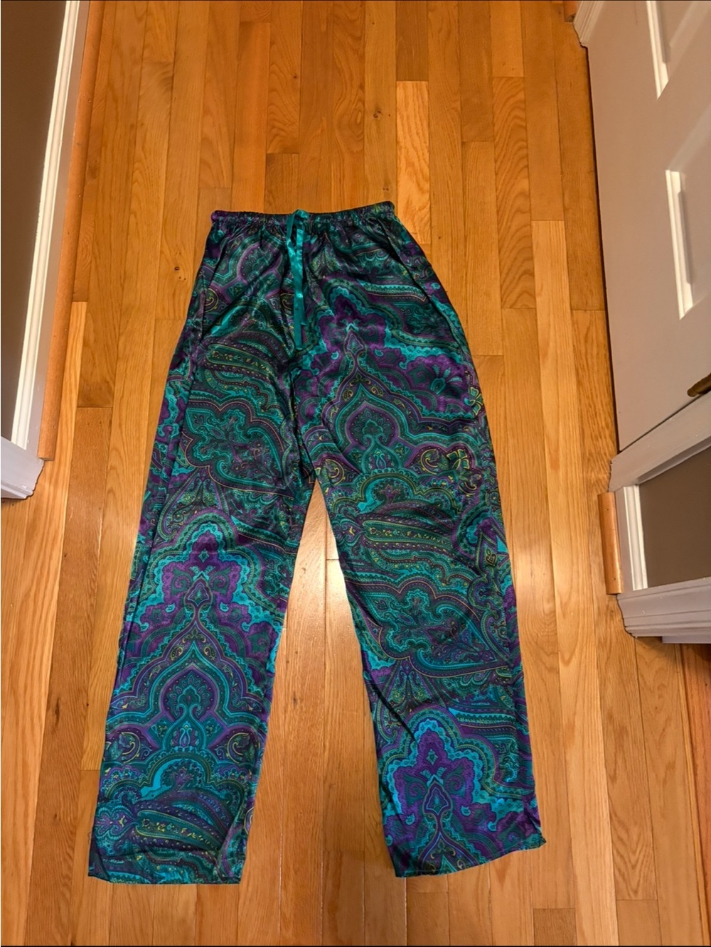 Turquoise, Green & Purple Paisley Pajama Pants